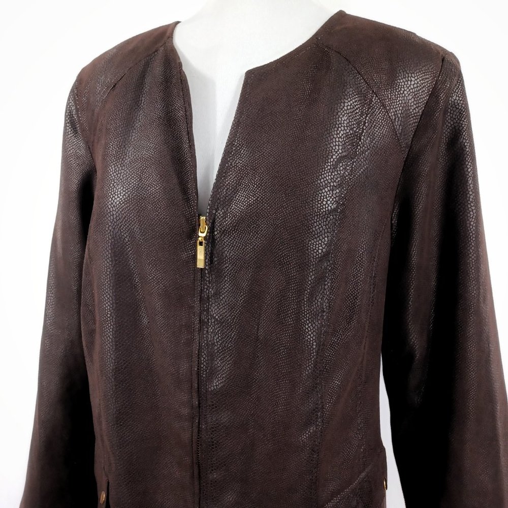 Jm Collection Snake Pattern Microsuede Zip Front … - image 3